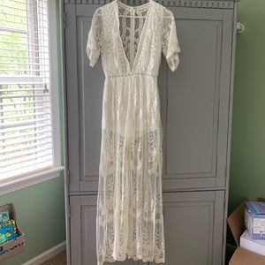 Lace romper maxi dress